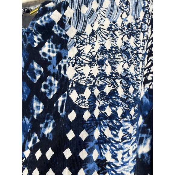 Rafaella Studio Top Womens Small Blue White Short Sleeve Blouse Cotton - Picture 6 of 12